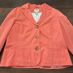 LL Bean cotton jacket Blazer Sz 20 button lined Career Coral Pink Career Office